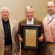 From left to right: Bobby Wilson, Executive Director, TWRA; Ed Carter; Kurt Holbert, Tennessee Fish and Wildlife Commission Chairman